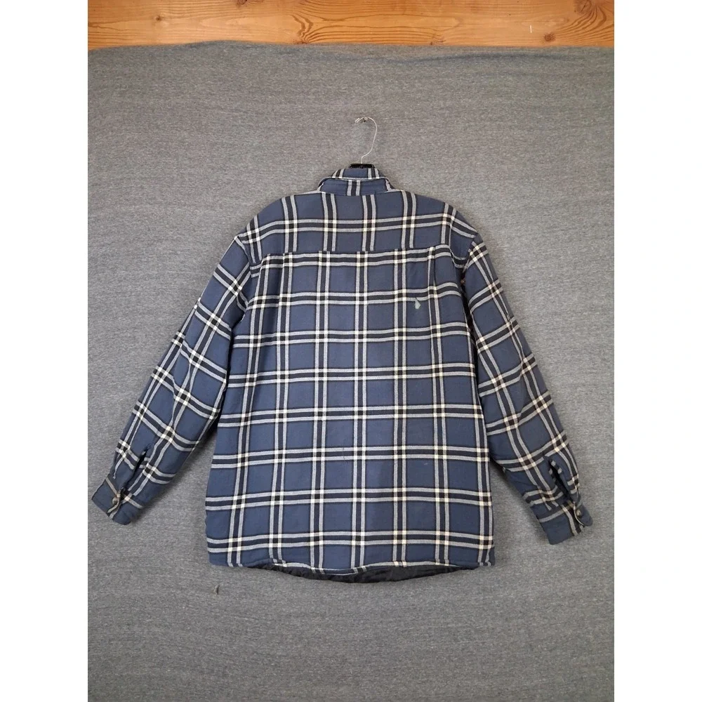 Wrangler Mens Jacket M Blue Plaid Quilted Lined Shacket Chore‎ Flaw Casual Work